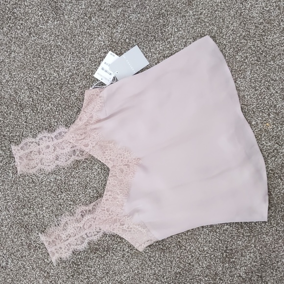 Chelsea28 Tops - NWT! Chelsea 28 Blush/Tan Satin Tank with Lace Straps/Details, Size S